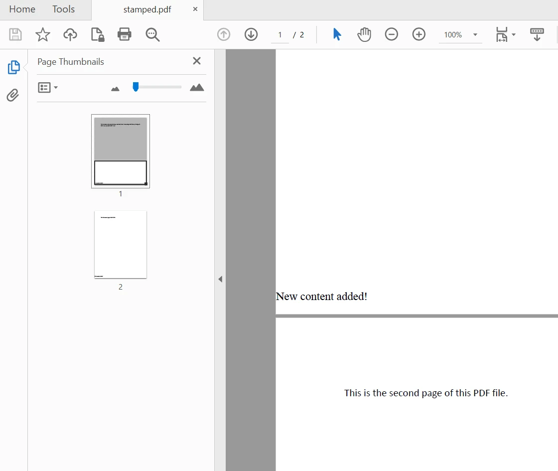 Java PDF Stamper (Beginner Tutorial), Figure 3: The output PDF file with stamper alignment