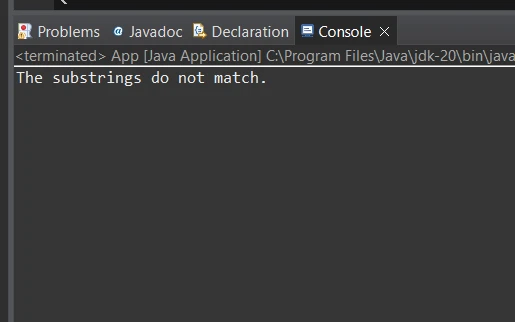 Java Substring Method (How It Works For Developers): Figure 2 - Console output from running the previous code