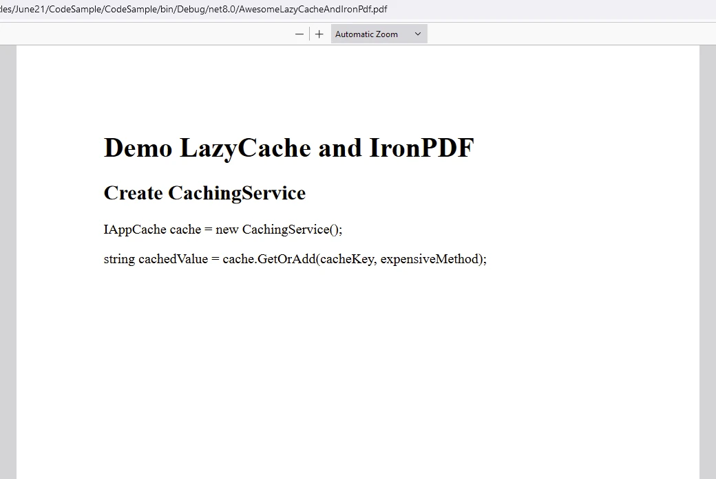 LazyCache C# (How It Works For Developers): Figure 8 - PDF Output