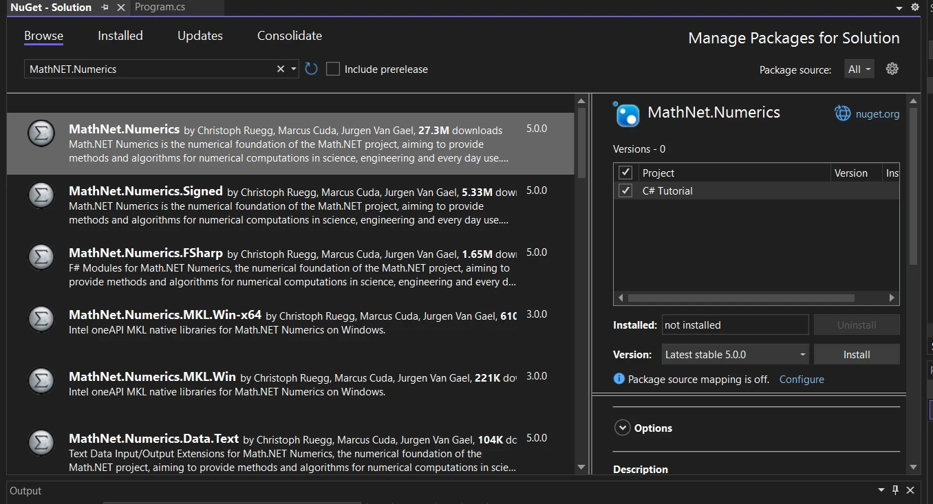 Math.NET C# (How It Works For Developer): Figure 1 - MathNet