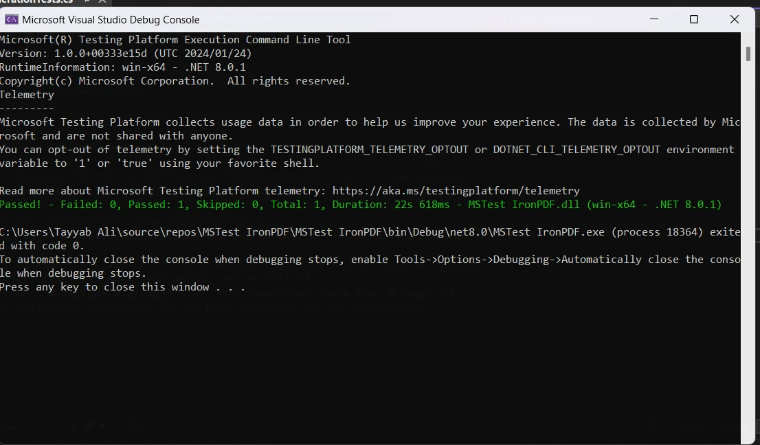 MSTest C# (How It Works For Developers ): Figure 6 - Console output