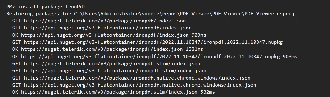 How to View PDF in .NET MAUI (Step-by-Step) Tutorial, Figure 2: IronPDF Installation