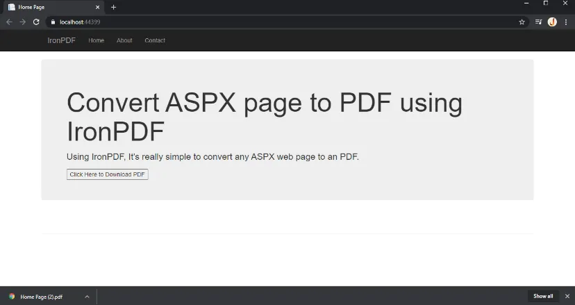 .NET PDF Generator in 1 Click, Figure 4: ASP.NET webpage