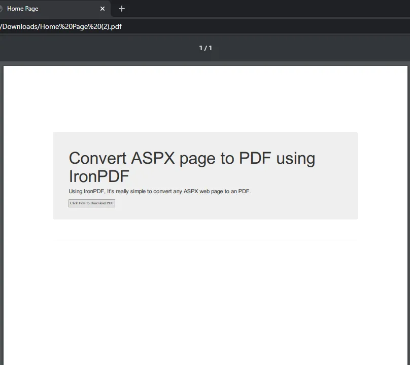 .NET PDF Generator in 1 Click, Figure 5: Identical converted PDF file from ASP.NET webpage