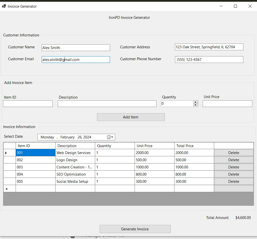 .NET Software Development (How It Works For Developers): Figure 4 - Invoice Data