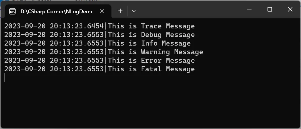 nlog log messages