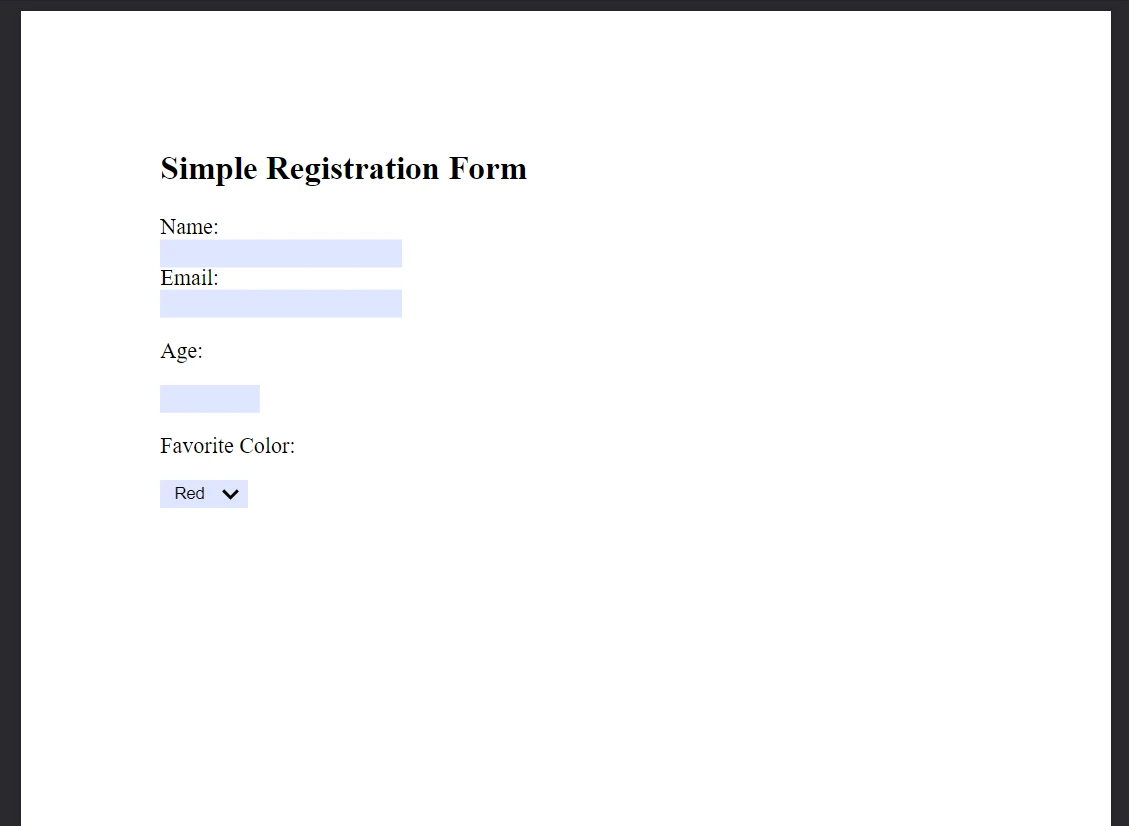 How to Edit A PDF File in Node.js: Figure 5 - OUTPUT: simpleRegistrationForm.pdf file