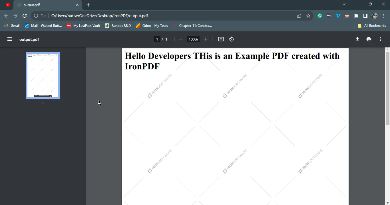 How to Generate a PDF File in Node.js, Figure 1: Output PDF generated from an HTML string using IronPDF library