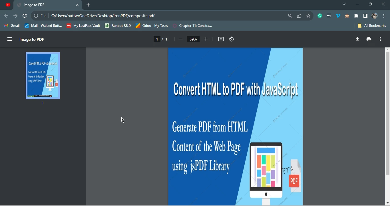 How to Generate a PDF File in Node.js, Figure 3: Output PDF generated from Images using IronPDF library