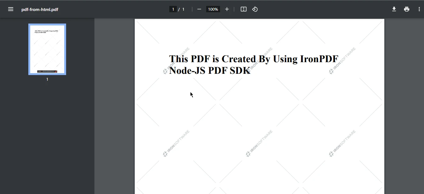 Node PDF SDK (Developer Tutorial), Figure 5: Output PDF file