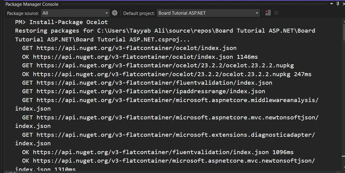 Ocelot .NET (How It Works For Developers): Figure 2 - Install Ocelot .NET through NuGet Package Manager