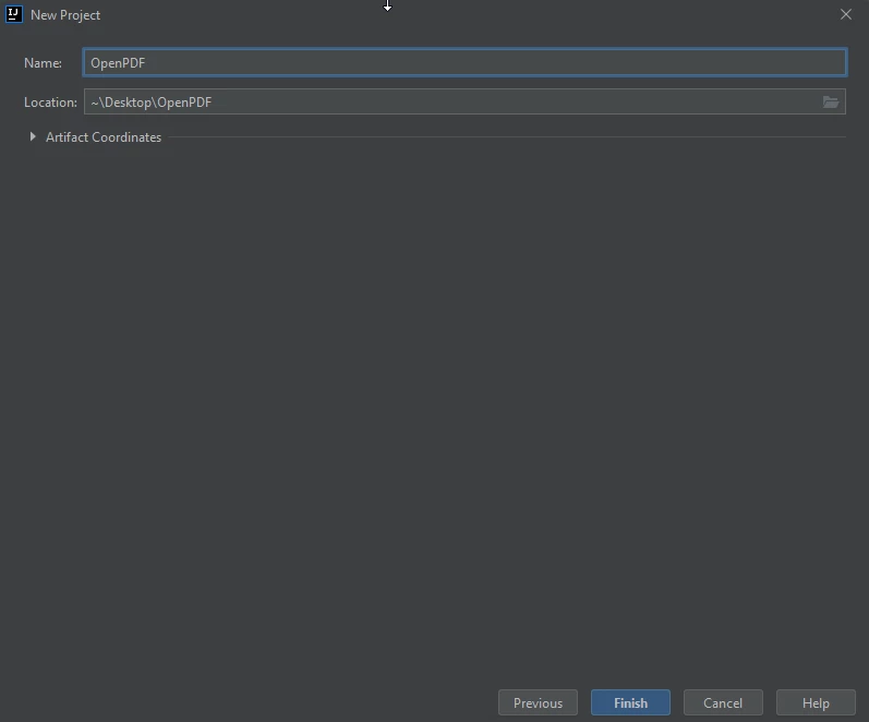 A Comparison Between IronPDF for Java and OpenPDF for Java - Figure 6: New Project Window