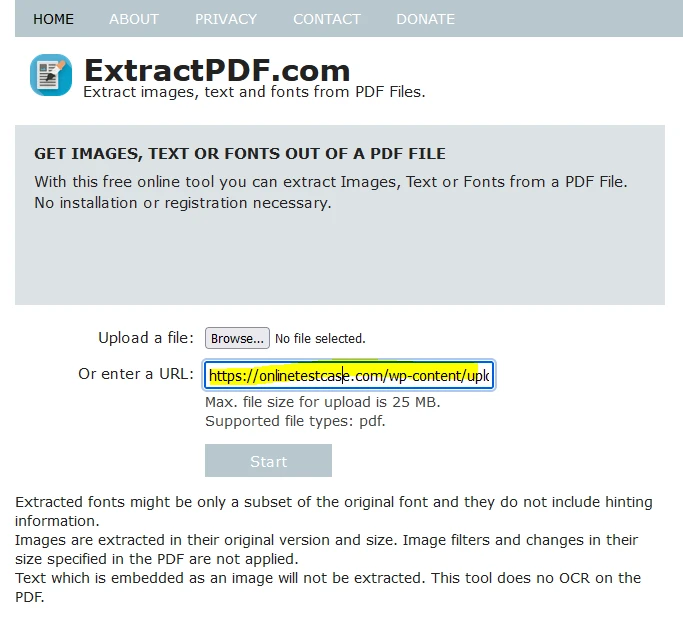 How to Parse Data from PDF Documents: Figure 3 - Uploading PDF via Link