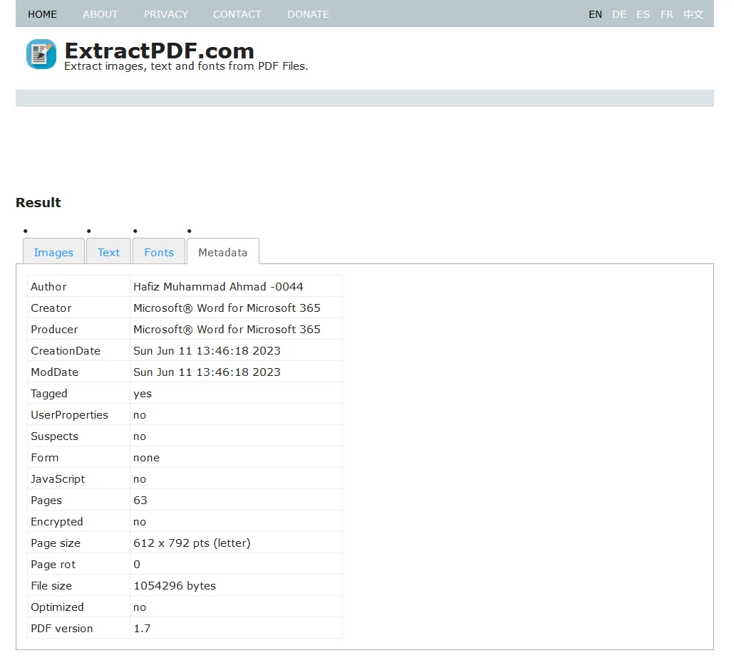 How to Parse Data from PDF Documents: Figure 7 - Metadata tab