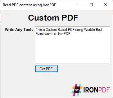 PDF Library for .NET Converter, Figure 4: Windows Forms App to custom PDF file