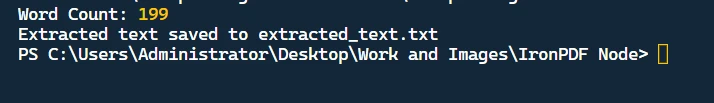 How to Convert PDF To Text in Node.js: Figure 3 - Console Output