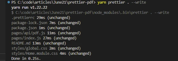 Prettier - NPM  (How It Works For Developers): Figure 2 - Run Prettier