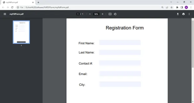 Programmatically Fill PDF Forms in C# (Coding Tutorial), Figure 2: The sample PDF file to fill out form