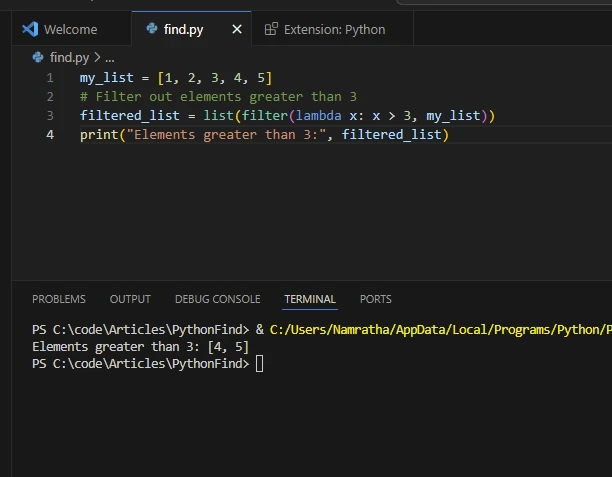 Python Find in Lists (How It Works For Developers): Figure 5 - filter Function Output