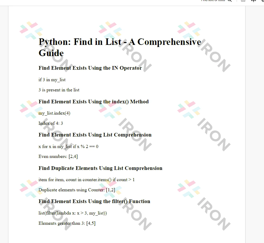 Python Find in Lists (How It Works For Developers): Figure 7 - PDF Output