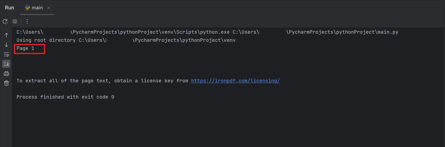 How to Parse A PDF File in Python, Figure 6: A screenshot of the terminal with text output Page 1