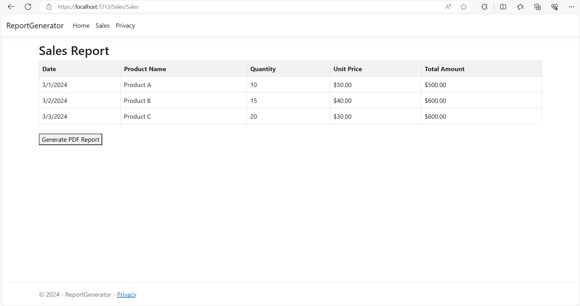 How to Create Report in ASP .NET: Figure 5