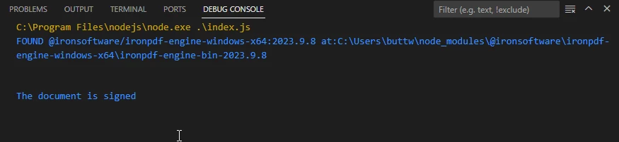 How to Sign A PDF File in Node.js, Figure 2: The document is signed