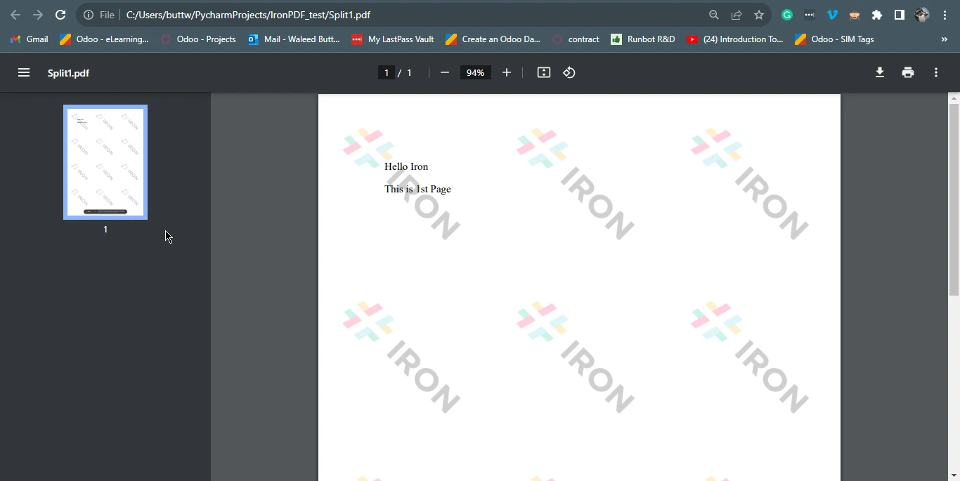 How to Split PDF Files in Python: Figure 4 - Image displaying the output file Split1.pdf