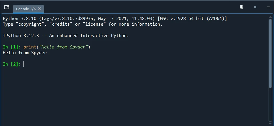 Spyder Python (How It Works For Developers): Figure 3 - Console