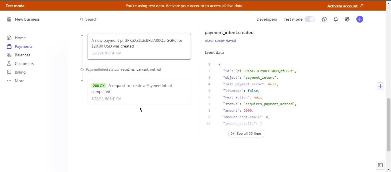 Stripe .NET (How It Works For Developers): Figure 6 - Stripe Payment Intent