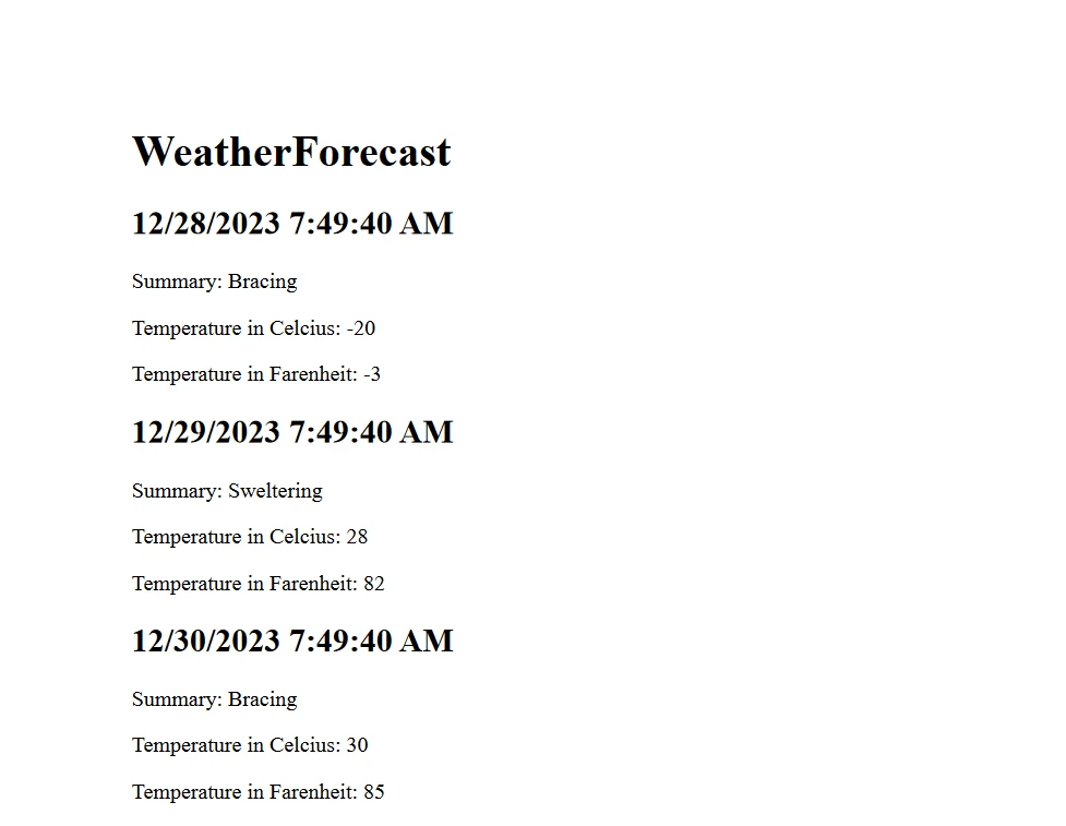 Swashbuckle ASP .NET Core (How It Works For Developer): Figure 5 - HTML to PDF Output file: WeatherReport.pdf