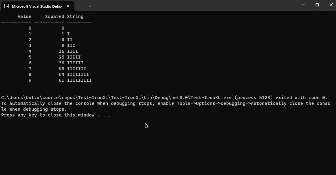 Test Console Application C# (How It Works For Developer): Figure 1 - Output of previous code