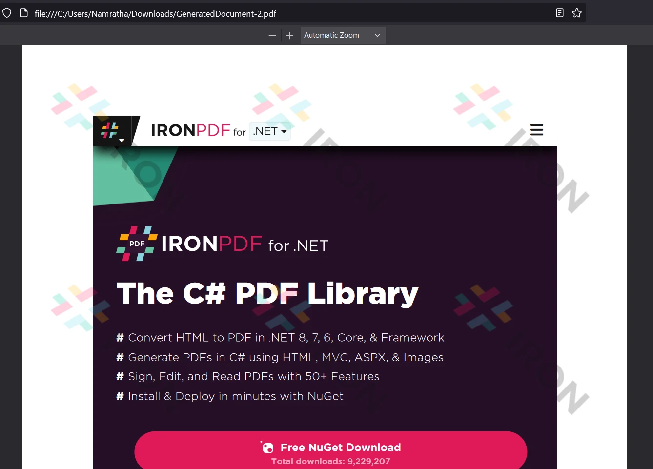 tye .NET (How It Works For Developers): Figure 10 - HTML URL to PDF conversion using IronPDF