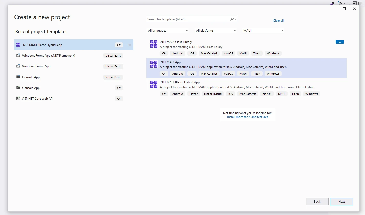 How to View PDF files in Android Phone: Figure 12 - Creating a project in Visual Studio