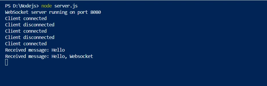 WebSockets Node.js js (How It Works For Developers): Figure 1 - Console Log