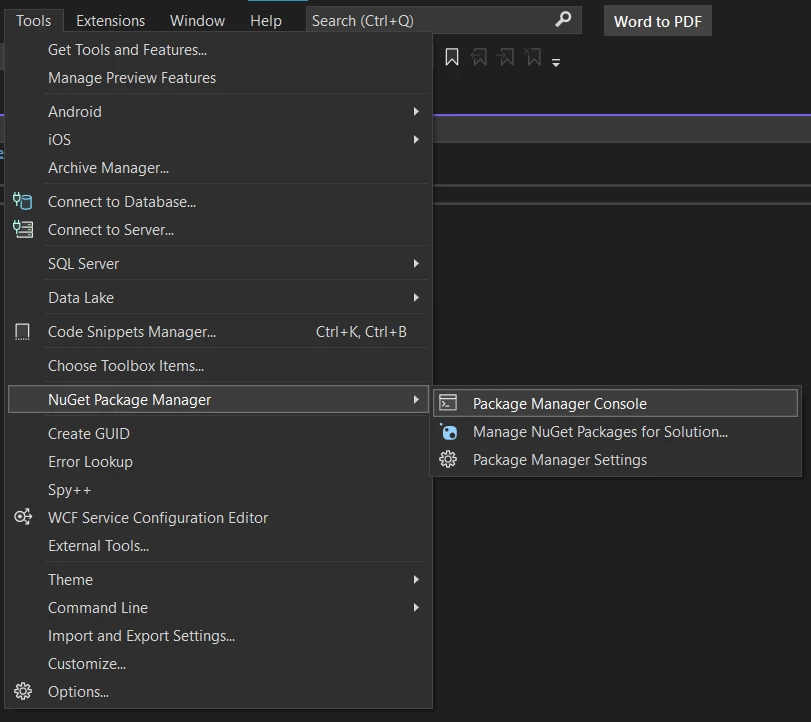 How to Convert Word to PDF in C# (Tutorial), Figure 6: Package Manager Console