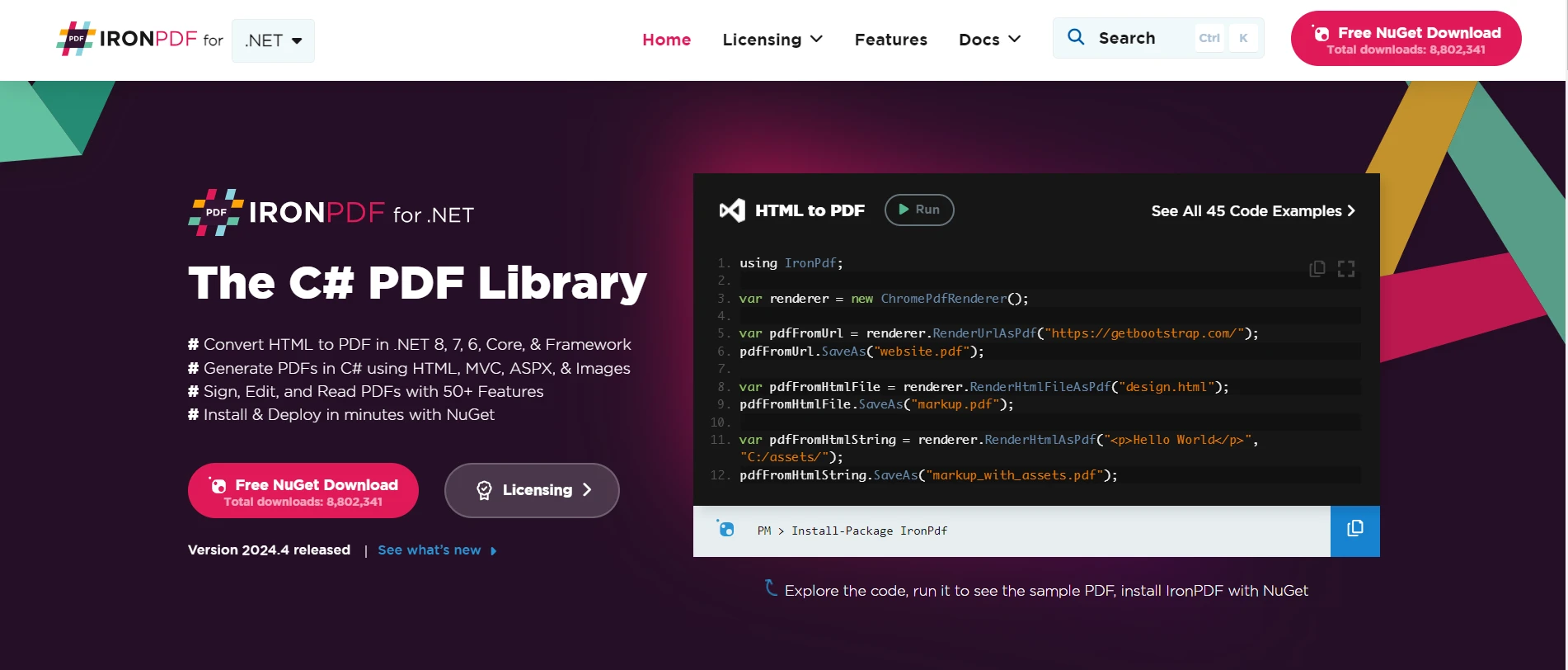 Xceed.Document .NET (How It Works For Developers): Figure 8 - IronPDF for .NET: The C# PDF Library